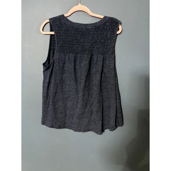 CJ Banks 1X Tassles Tank Top Boho Blue Pleated Tie Up V-Neck Plus Size Comfort - Picture 3 of 8